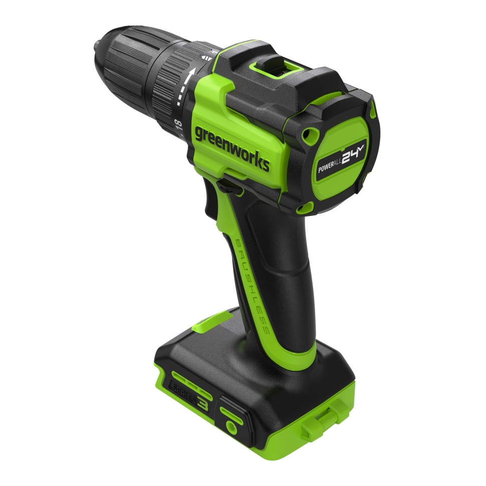Дрель-шуруповерт акк. Greenworks DD345, 24V, б/щет, 27/45 Нм,13мм,без АКБ и ЗУ 
