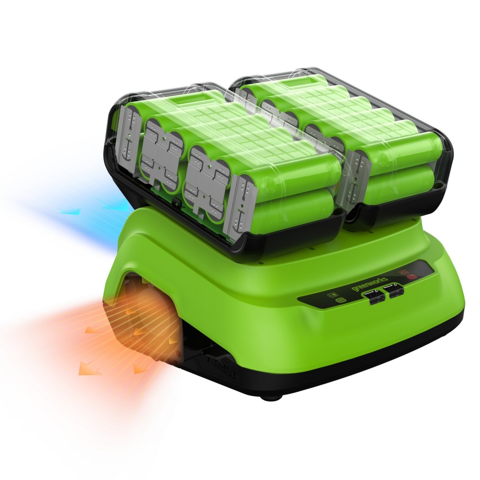 Ультрабыстрое двойное зарядное устройство Greenworks G24X2C8, 24V, 8A 