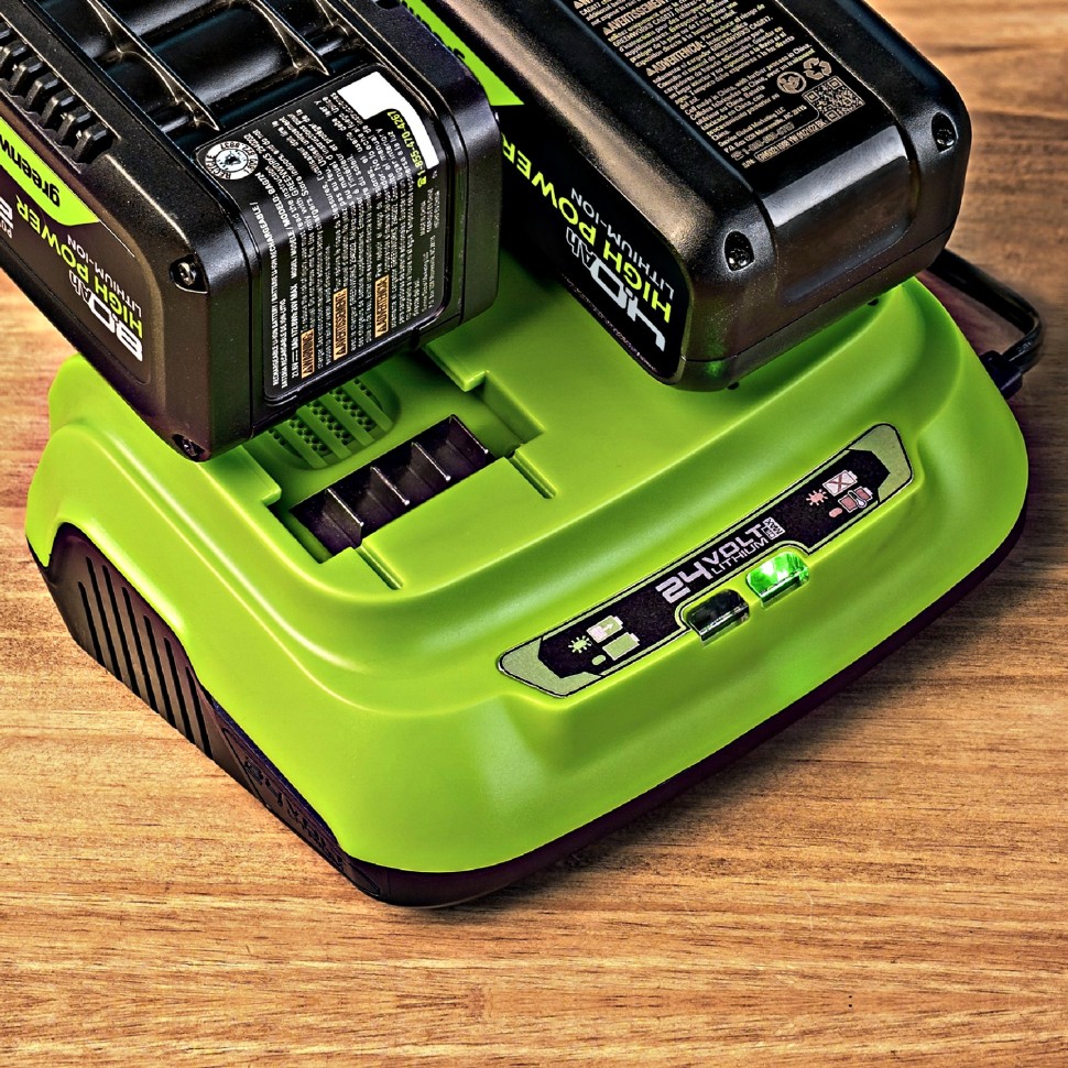 Ультрабыстрое двойное зарядное устройство Greenworks G24X2C8, 24V, 8A 