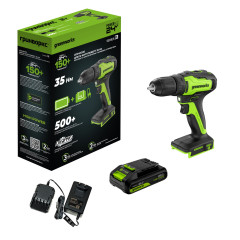 Дрель-шуруповерт акк. Greenworks GD24DD35, 24V, б/щет, 29/35Нм,1x2Ач,ЗУ,коробка