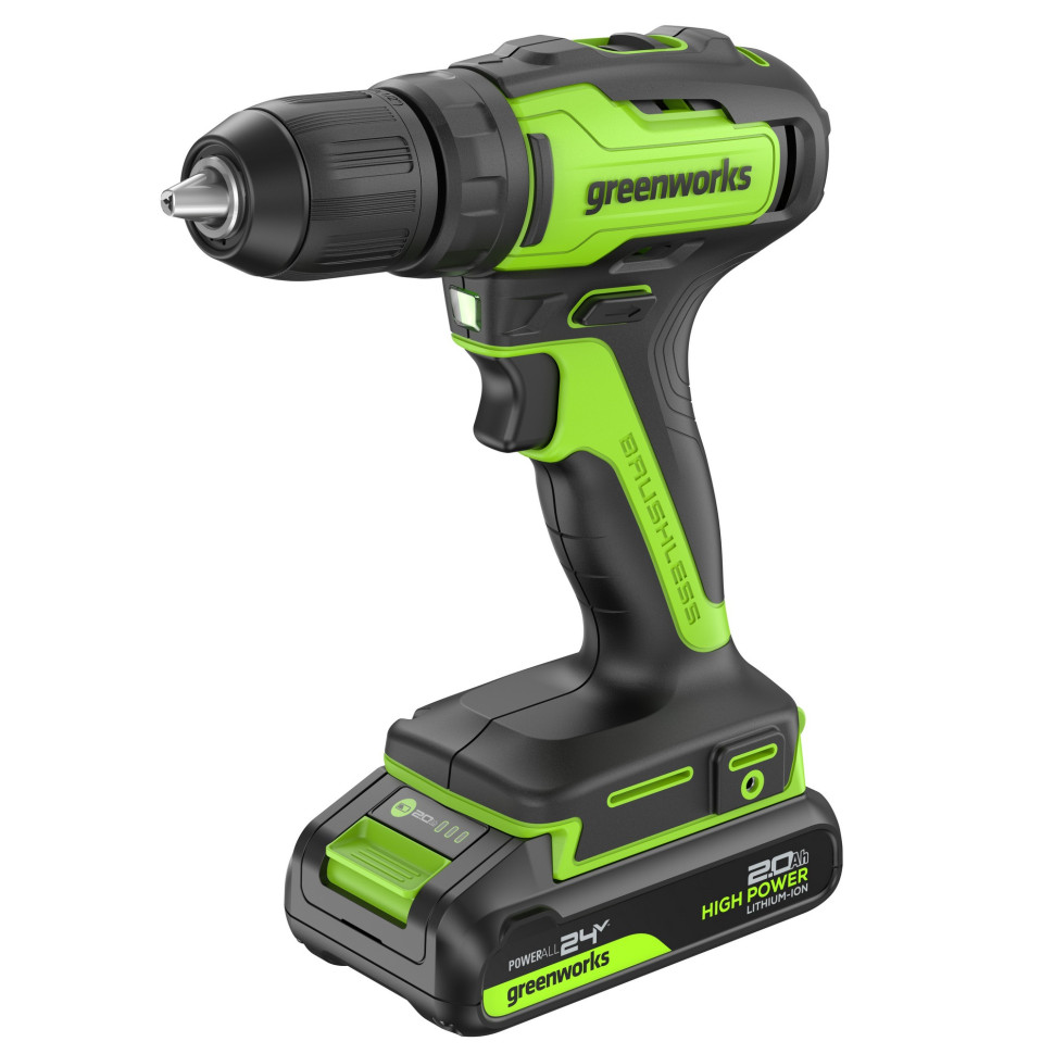 Дрель-шуруповерт акк. Greenworks GD24DD35, 24V, б/щет, 29/35Нм,1x2Ач,ЗУ,коробка
