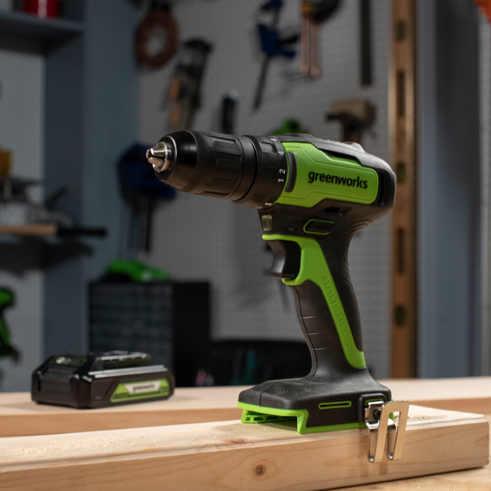 Дрель-шуруповерт акк. Greenworks GD24DD35, 24V, б/щет, 29/35Нм,2x2Ач,ЗУ,коробка