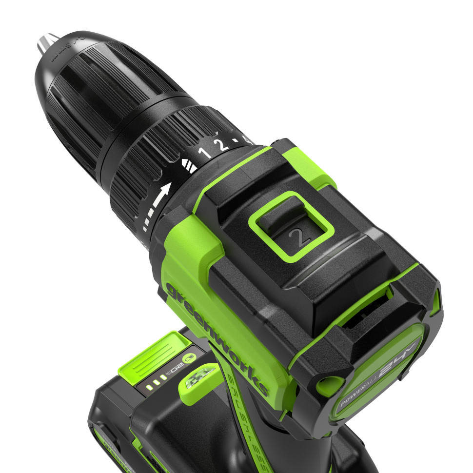 Дрель-шуруповерт акк. Greenworks DD345, 24V, б/щет, 27/45 Нм,13мм,2х2Ач,ЗУ,коробка