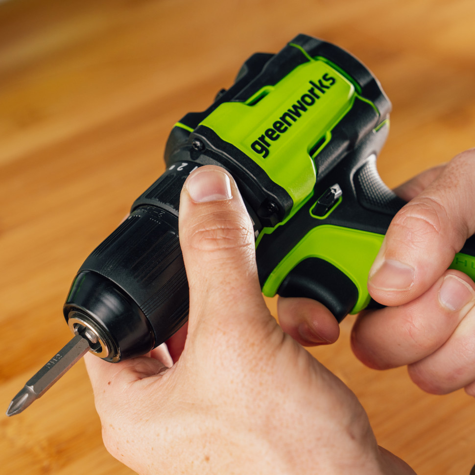 Дрель-шуруповерт акк. Greenworks DD345, 24V, б/щет, 27/45 Нм,13мм,2х2Ач,ЗУ,коробка
