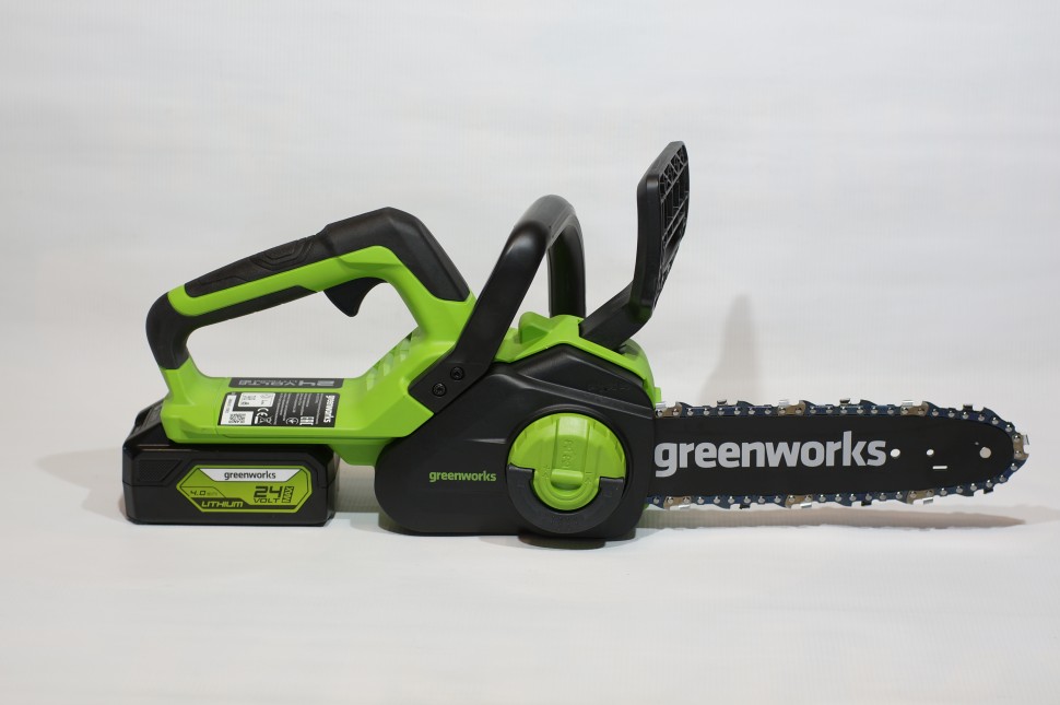 Цепная пила Greenworks G24CS25k2 Gen 2, 24v, 25 см, в комплекте с АКБ 2 А·ч и ЗУ (аккумуляторная)
