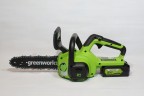 Цепная пила Greenworks G24CS25k2 Gen 2, 24v, 25 см, в комплекте с АКБ 2 А·ч и ЗУ (аккумуляторная)