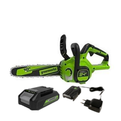 Цепная пила Greenworks G24CS25k4 Gen 2, 24v, 25 см, в комплекте с АКБ 4 А·ч и ЗУ (аккумуляторная)