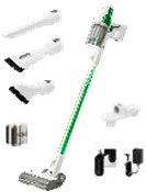 Аккумуляторный вертикальный пылесос Greenworks SV24532, 24v, 350 Вт, 21 кПа, 4 насадки, белый+зеленый, без АКБ с ЗУ