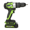 Ударная дрель-шуруповерт Greenworks GD24DD60k2, 24v, 60 Нм, в комплекте АКБ 2 А·ч и ЗУ (аккумуляторная, кейс)