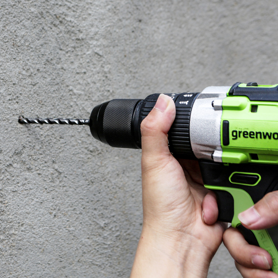 Ударная дрель-шуруповерт Greenworks GD24DD60k2, 24v, 60 Нм, в комплекте АКБ 2 А·ч и ЗУ (аккумуляторная, кейс)