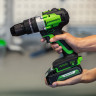 Ударная дрель-шуруповерт Greenworks GD24DD60k2, 24v, 60 Нм, в комплекте АКБ 2 А·ч и ЗУ (аккумуляторная, кейс)