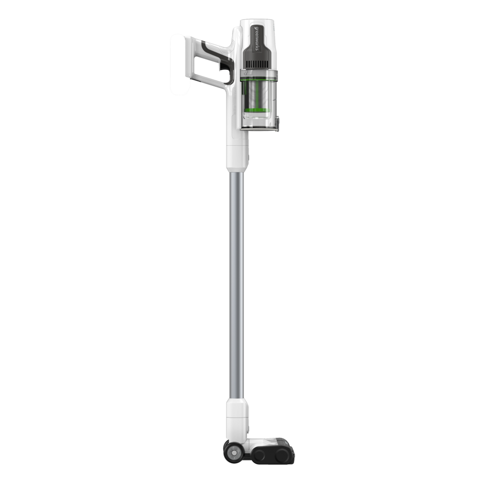 Аккумуляторный вертикальный пылесос Greenworks SV24360, 24v, 250 Вт, 17 кПа, электрощетка, 2 насадки, белый+серебро, без АКБ и ЗУ