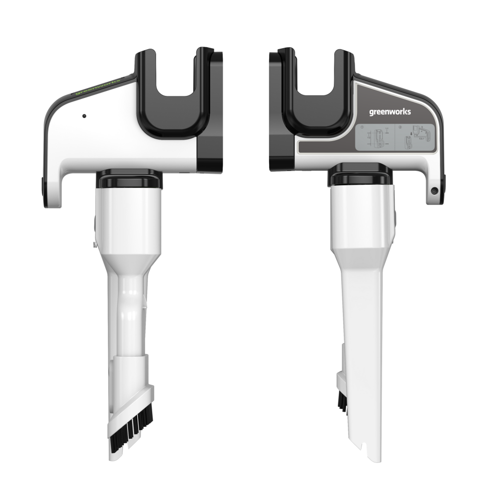 Аккумуляторный вертикальный пылесос Greenworks SV24360k2, 24v, 250 Вт, 17 кПа, 3 насадки, белый+серебро, в комплекте с АКБ 2 А·ч и ЗУ