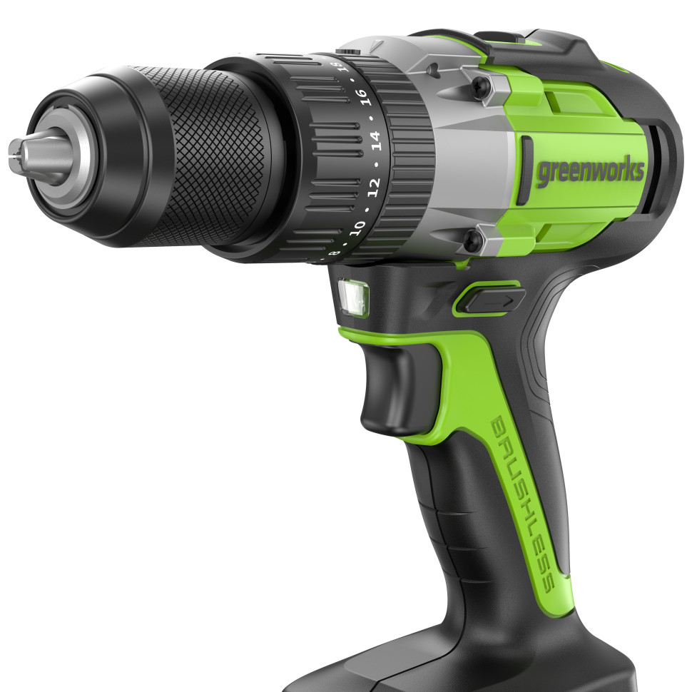 Дрель-шуруповерт ударная акк. Greenworks GD24DD60, 24V, б/щет, 30/60Нм,1х4Ач,ЗУ,коробка