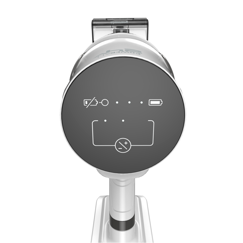 Аккумуляторный вертикальный пылесос Greenworks SV24360k4, 24v, 250 Вт, 17 кПа, 3 насадки, белый+серебро, в комплекте с АКБ 4 А·ч и ЗУ