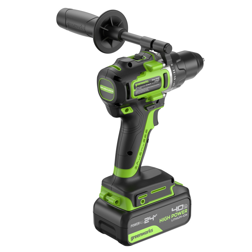 Дрель-шуруповерт акк. Greenworks GD24DD90, 24V, б/щет, 45/90Нм,2x4Ач,ЗУ,коробка