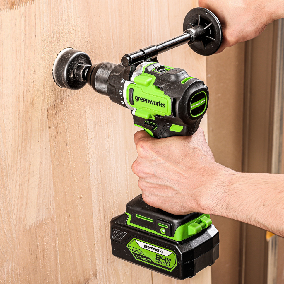Дрель-шуруповерт акк. Greenworks GD24DD90, 24V, б/щет, 45/90Нм,2x4Ач,ЗУ,коробка