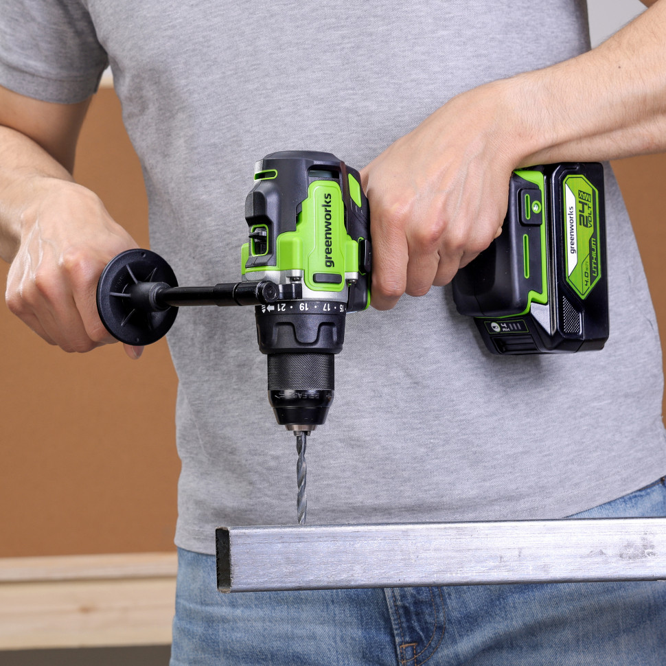 Дрель-шуруповерт акк. Greenworks GD24DD90, 24V, б/щет, 45/90Нм,2x4Ач,ЗУ,коробка