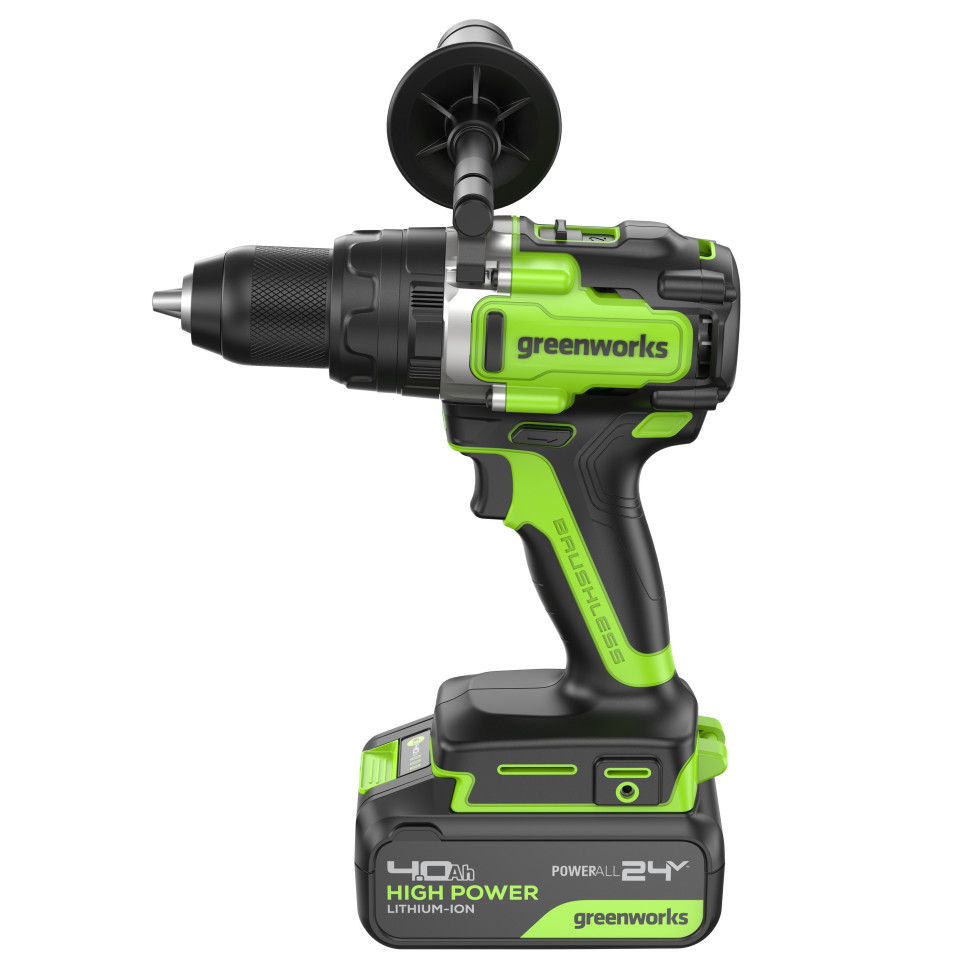 Аккумуляторная ударная дрель-шуруповерт Greenworks GD24DD140k4, 24v, 140 Нм, Anti-kickback, в комплекте АКБ 4 А·ч и ЗУ