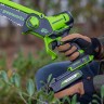 Цепная пила Greenworks GD24CSMNXk2, 24v, 15 см, в комплекте с АКБ 2 А·ч и ЗУ (аккумуляторная, мини)