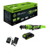 Гайковерт-трещотка акк. Greenworks GD24RW, 24V,б/щет,0-250об/мин, 1/2", 80Нм, 70 мм,1x2Ач,ЗУ,сумка,коробка