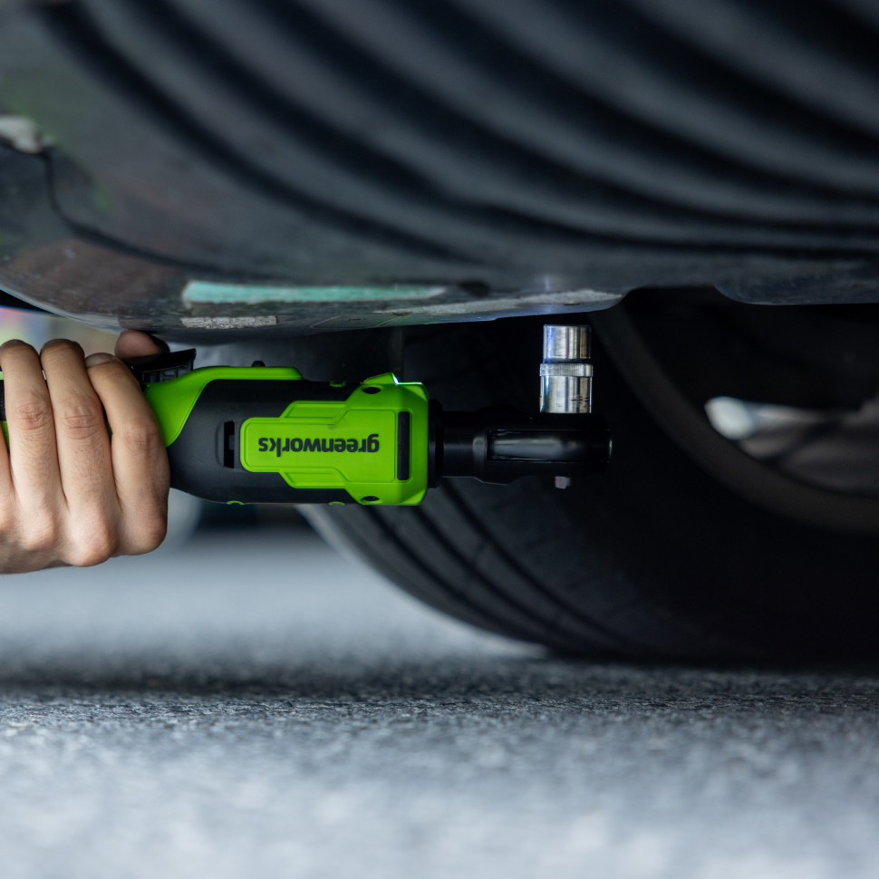 Гайковерт-трещотка акк. Greenworks GD24RW, 24V,б/щет,0-250об/мин, 1/2", 80Нм, 70 мм,1x2Ач,ЗУ,сумка,коробка