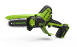 Цепная пила Greenworks GD24CSMNXk4, 24v, 15 см, в комплекте с АКБ 4 А·ч и ЗУ (аккумуляторная, мини) 