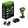 Гайковерт ударный акк. Greenworks G24IW200, 24V,б/щет, 3/8'', 200Нм, 1х4Ач,ЗУ,коробка