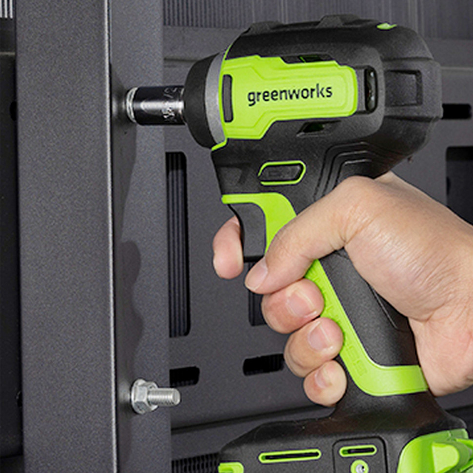 Гайковерт ударный акк. Greenworks G24IW200, 24V,б/щет, 3/8'', 200Нм, 1х4Ач,ЗУ,коробка