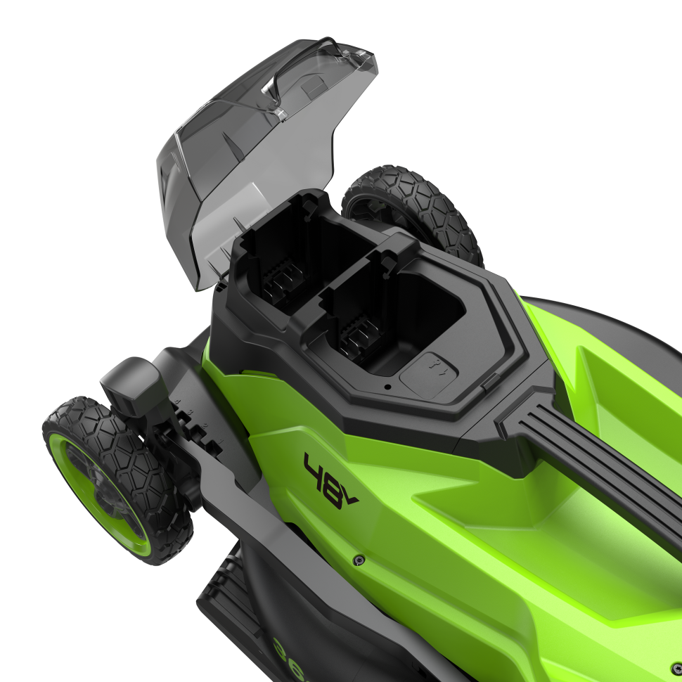 Аккумуляторная газонокосилка Greenworks GD24X2LM361k16, 2х24v (48v), нож 36 см, (1.4 кВт, 1.9 л.с.), в комплекте с двумя АКБ 8 А·ч и двойное ЗУ