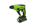 Перфоратор Greenworks GD24SDS1k2, 24v, 1,2 Дж, в комплекте с АКБ 2 А·ч и ЗУ (аккумуляторный)