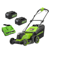 Аккумуляторная газонокосилка Greenworks GD24X2LM411k16, 2х24v (48v), нож 41 см, (1440 Вт, 1.96 л.с.), в комплекте с двумя АКБ 8 А·ч и двойное ЗУ