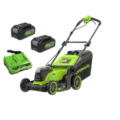 Аккумуляторная газонокосилка Greenworks GD24X2LM411k16, 2х24v (48v), нож 41 см, (1440 Вт, 1.96 л.с.), в комплекте с двумя АКБ 8 А·ч и двойное ЗУ