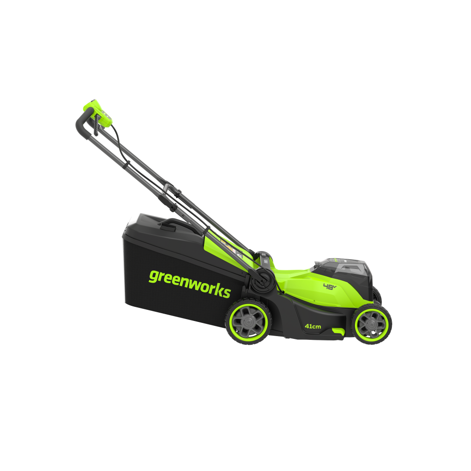 Аккумуляторная газонокосилка Greenworks GD24X2LM411k16, 2х24v (48v), нож 41 см, (1440 Вт, 1.96 л.с.), в комплекте с двумя АКБ 8 А·ч и двойное ЗУ