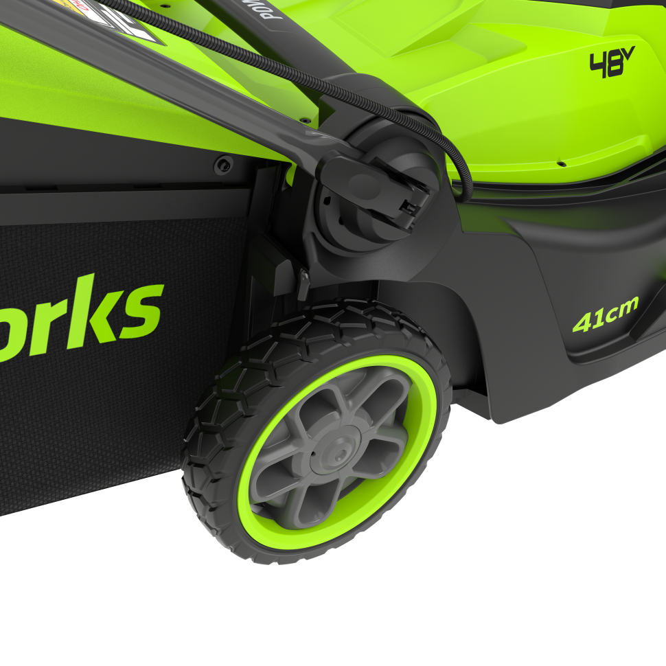 Аккумуляторная газонокосилка Greenworks GD24X2LM411k16, 2х24v (48v), нож 41 см, (1440 Вт, 1.96 л.с.), в комплекте с двумя АКБ 8 А·ч и двойное ЗУ