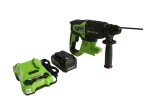Перфоратор Greenworks GD24SDS2k4, 24v, 2 Дж, в комплекте с АКБ 4 А·ч и ЗУ (аккумуляторный, сумка)