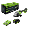 Угловая шлифовальная машина акк. Greenworks GD24AG, 24V, б/щет, 125 мм, 10500 об/мин,1x5Ач,быстрое ЗУ,коробка