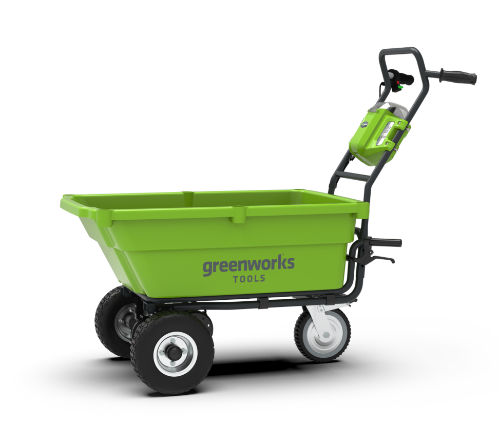 Садовая тележка Greenworks G40GCk8, 40v, 106 л, в комплекте с АКБ 8 А·ч и ЗУ (аккумуляторная, самоходная)