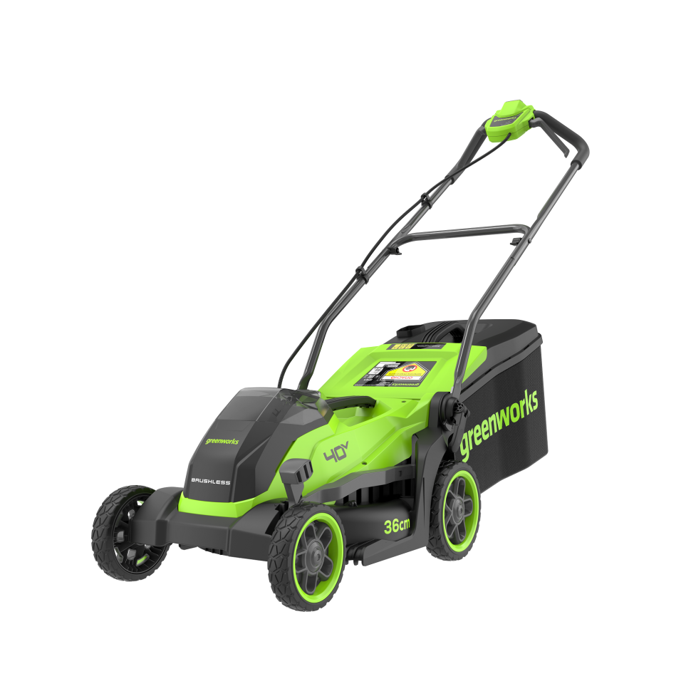 Аккумуляторная газонокосилка Greenworks GD40LM361k8, 40v, нож 36 см, (1120 Вт, 1.5 л.с.), в комплекте с АКБ 8 А·ч и ЗУ