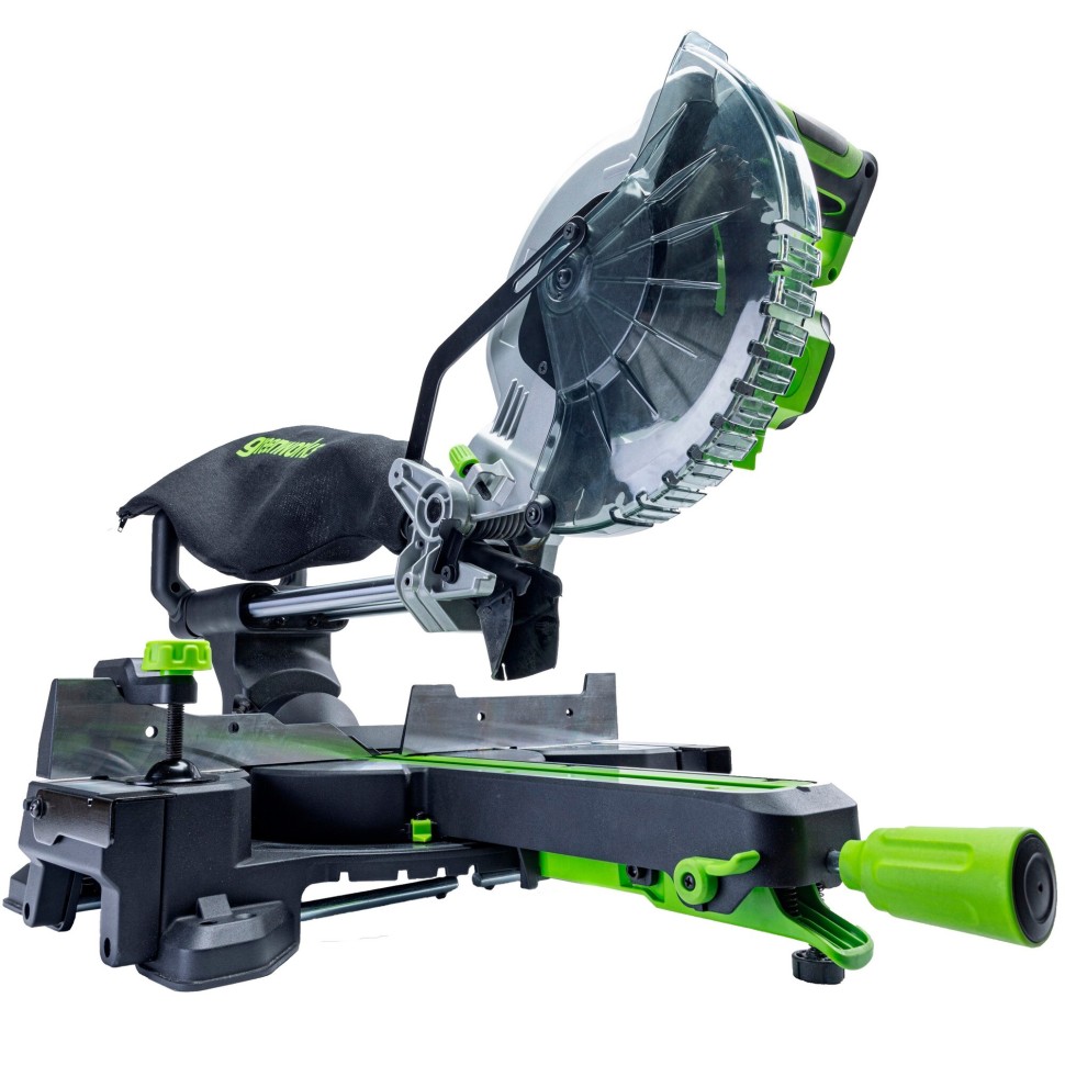 Торцовочная пила акк. Greenworks GD24MS216, 24V, б/щ, 4800 об/мин, 216x30мм,рез 65х310мм,c 1х8Ач и ЗУ(1501707UH)