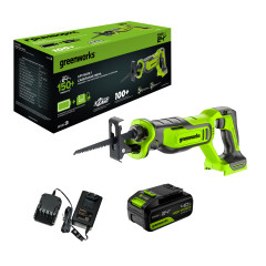 Пила сабельная акк. Greenworks GPT-BLRS-1, 24V, б/щет, 0-3000/мин, рез 115 мм дер.,1х4Ач,ЗУ,коробка