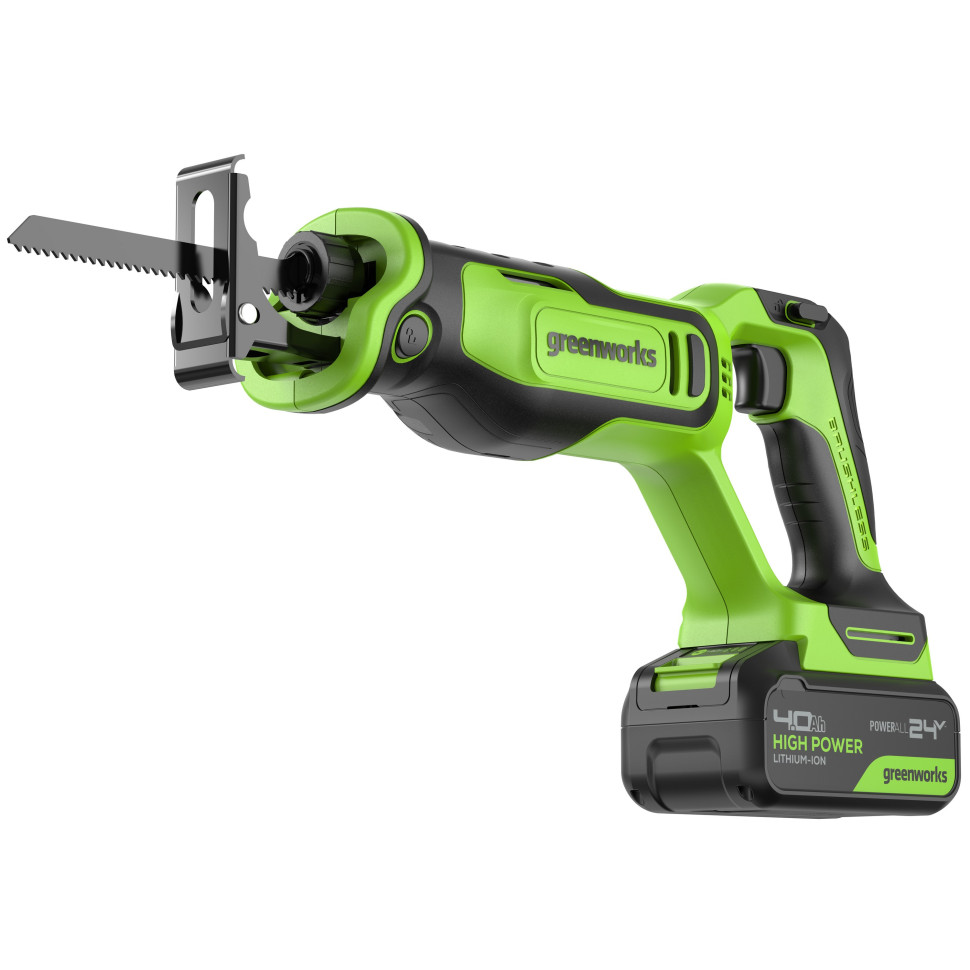 Пила сабельная акк. Greenworks GPT-BLRS-1, 24V, б/щет, 0-3000/мин, рез 115 мм дер.,1х4Ач,ЗУ,коробка