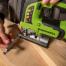 Аккумуляторный лобзик Greenworks GD24JS120, 24V, б/щет, 120 мм, 0-3500/мин, 4-ст.маятник, алю.подошва,LED,1х2Ач,ЗУ,коробка