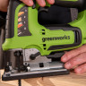 Аккумуляторный лобзик Greenworks GD24JS120, 24V, б/щет, 120 мм, 0-3500/мин, 4-ст.маятник, алю.подошва,LED,1х2Ач,ЗУ,коробка