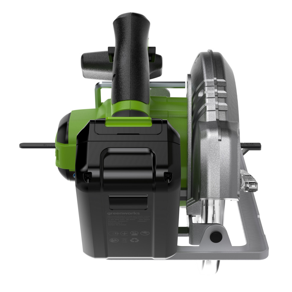 Дисковая пила акк. Greenworks GD24CS, 24V,б/щет,185х20мм, 4500 об/мин, рез 63мм,1х4Ач,ЗУ,коробка