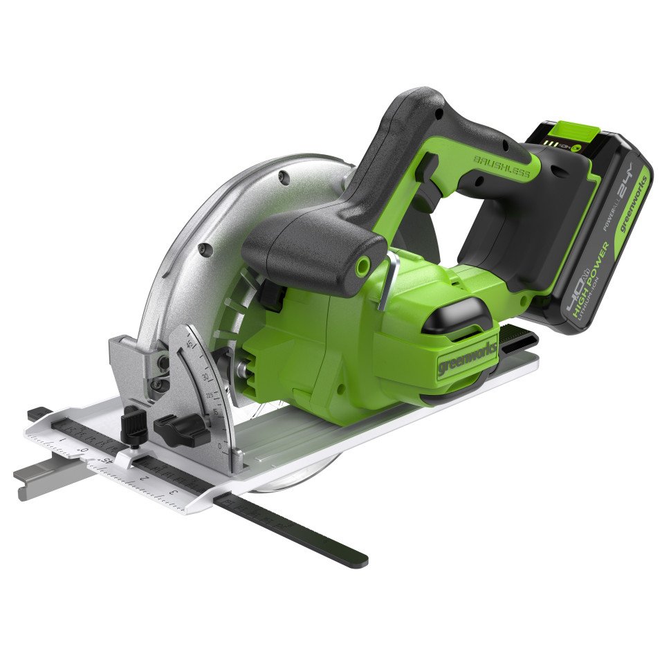 Дисковая пила акк. Greenworks GD24CS, 24V,б/щет,185х20мм, 4500 об/мин, рез 63мм,1х4Ач,ЗУ,коробка