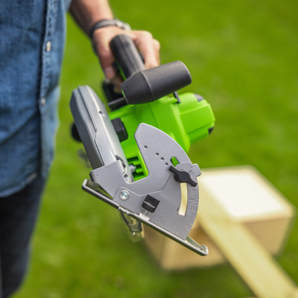 Дисковая пила акк. Greenworks GD24CS, 24V,б/щет,185х20мм, 4500 об/мин, рез 63мм,1х4Ач,ЗУ,коробка