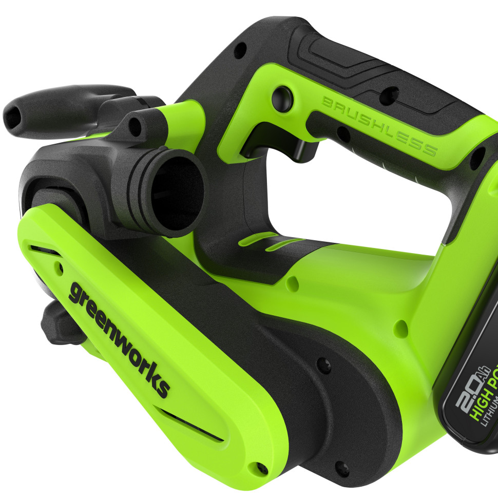 Ленточная шлифовальная машина акк. Greenworks G24BS, 24V, б/щет, 75х457мм, 259 м/мин,1х2Ач,ЗУ,коробка