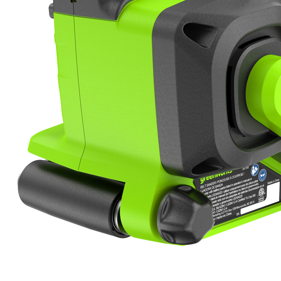 Ленточная шлифовальная машина акк. Greenworks G24BS, 24V, б/щет, 75х457мм, 259 м/мин,1х2Ач,ЗУ,коробка