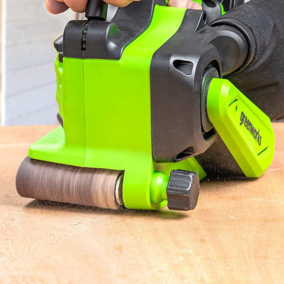 Ленточная шлифовальная машина акк. Greenworks G24BS, 24V, б/щет, 75х457мм, 259 м/мин,1х2Ач,ЗУ,коробка